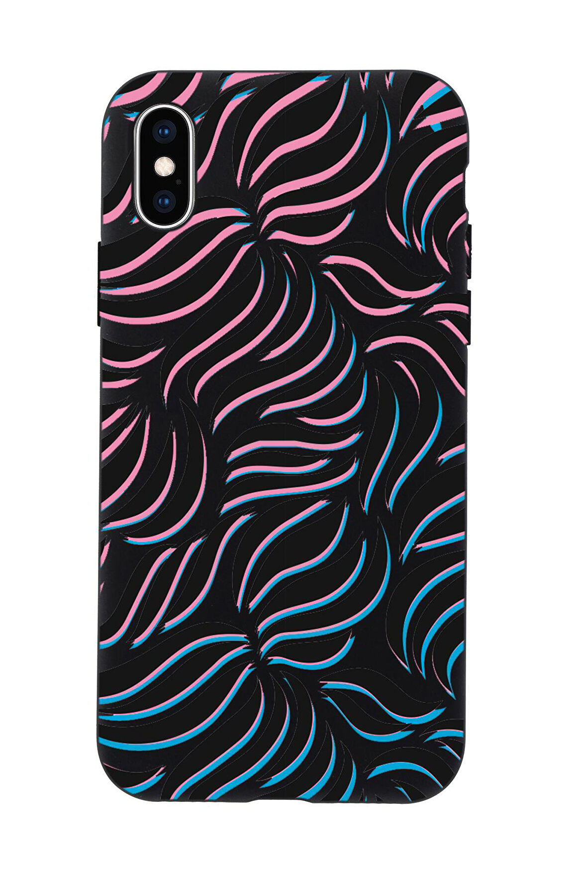 iPhone XS Uyumlu Color Wave Desenli Premium Silikonlu Telefon Kılıfı