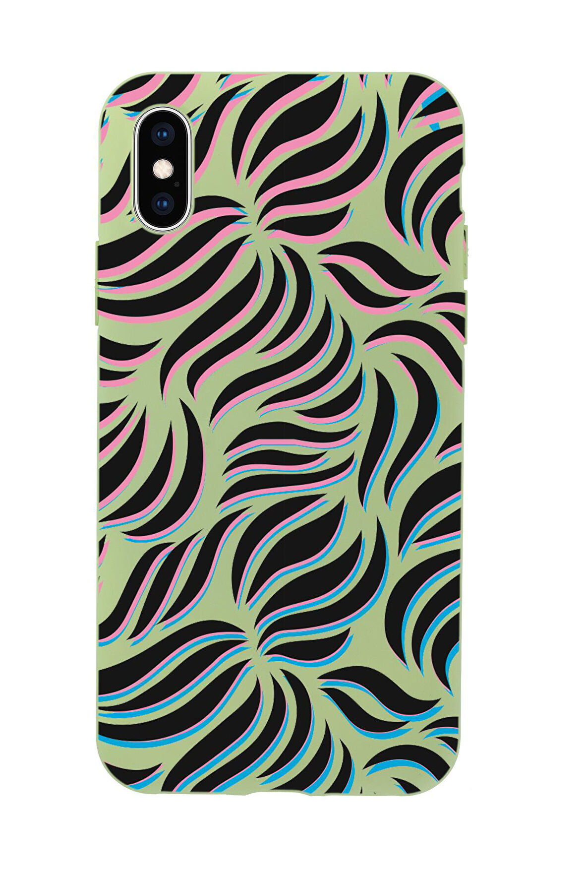 iPhone XS Uyumlu Color Wave Desenli Premium Silikonlu Telefon Kılıfı