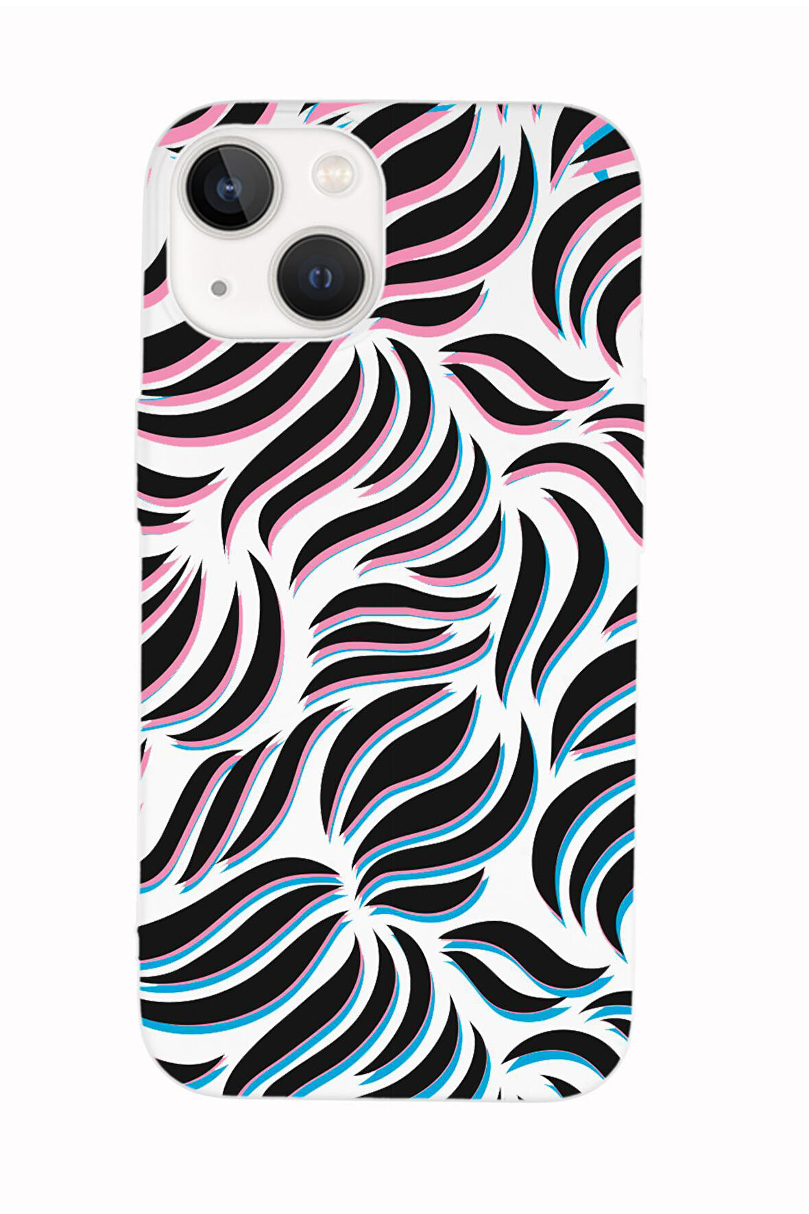 iPhone 14 Plus Uyumlu Color Wave Desenli Premium Silikonlu Telefon Kılıfı