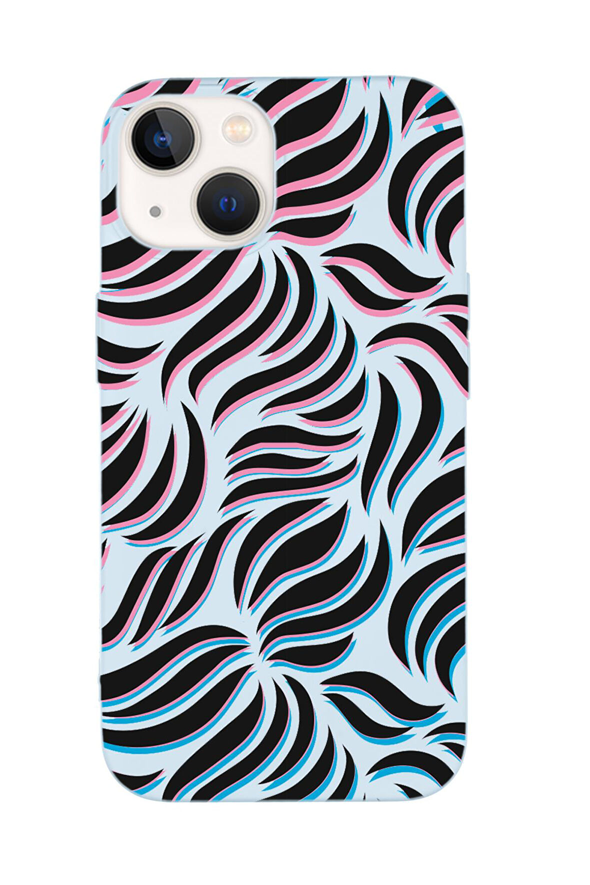 iPhone 14 Plus Uyumlu Color Wave Desenli Premium Silikonlu Telefon Kılıfı