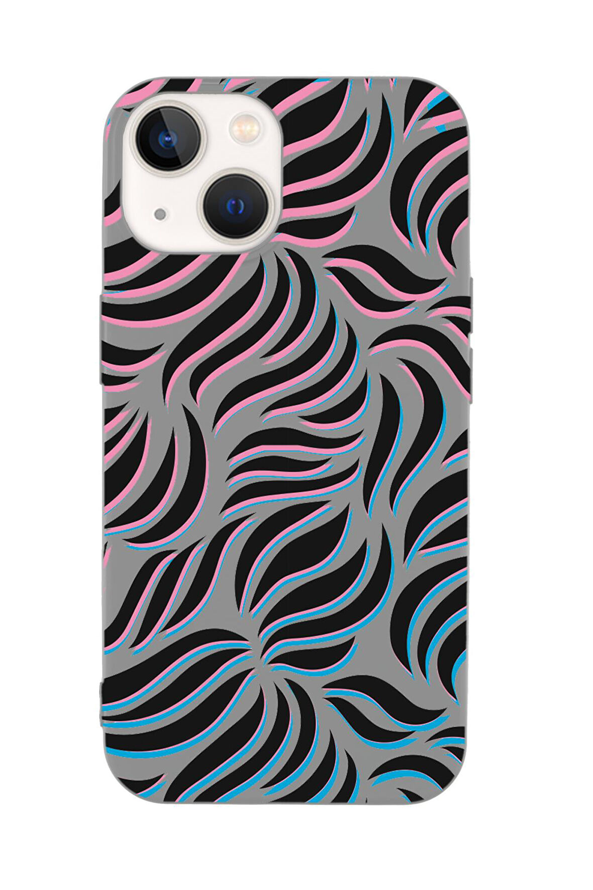 iPhone 14 Plus Uyumlu Color Wave Desenli Premium Silikonlu Telefon Kılıfı
