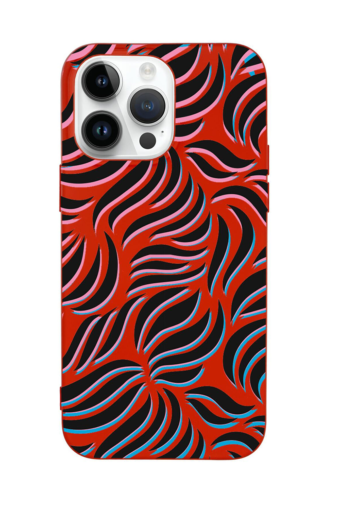 iPhone 15 Pro Uyumlu Color Wave Desenli Premium Silikonlu Telefon Kılıfı