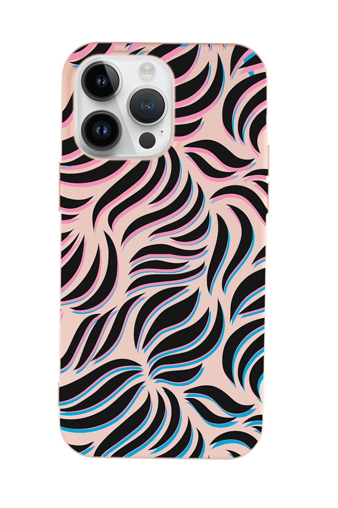 iPhone 15 Pro Uyumlu Color Wave Desenli Premium Silikonlu Telefon Kılıfı