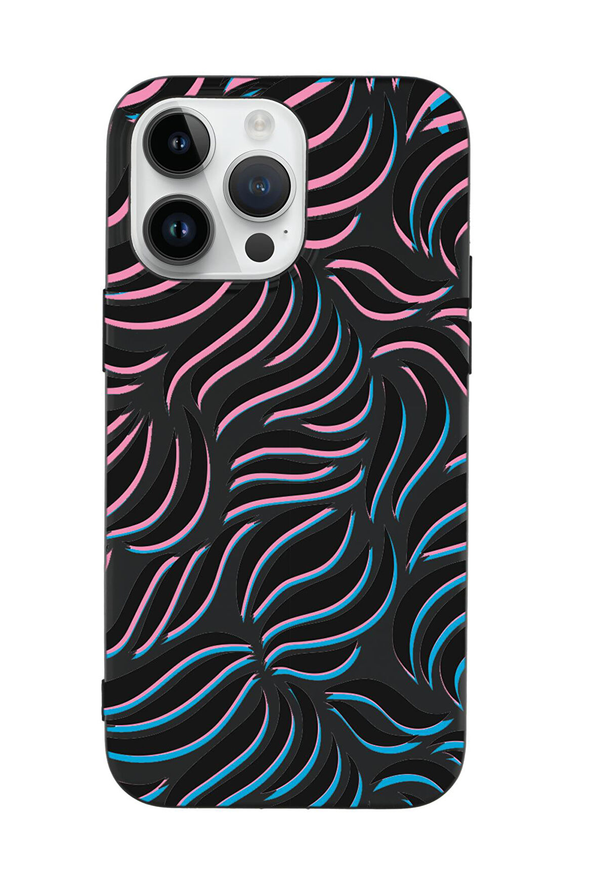 iPhone 15 Pro Uyumlu Color Wave Desenli Premium Silikonlu Telefon Kılıfı