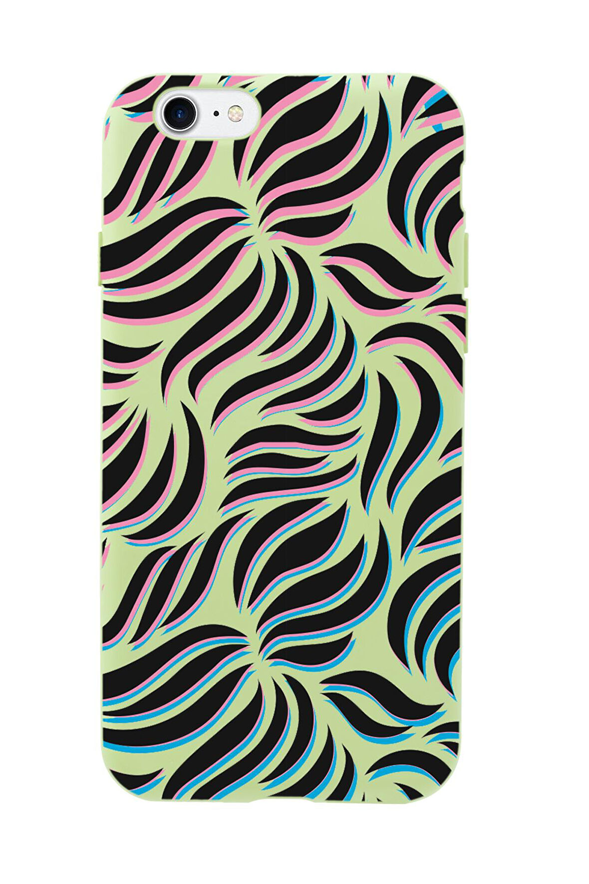 iPhone 8 Uyumlu Color Wave Desenli Premium Silikonlu Telefon Kılıfı