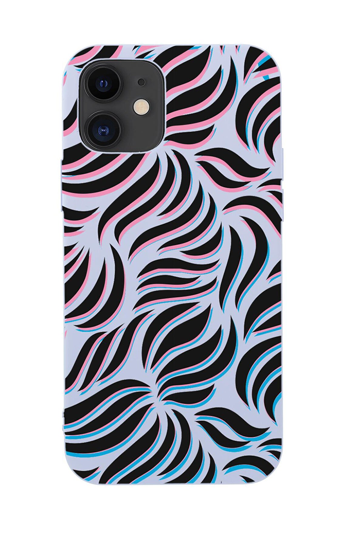 iPhone 12 Uyumlu Color Wave Desenli Premium Silikonlu Telefon Kılıfı