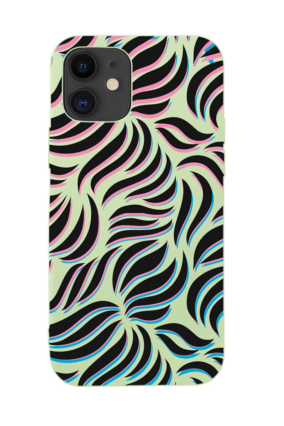 iPhone 12 Uyumlu Color Wave Desenli Premium Silikonlu Telefon Kılıfı