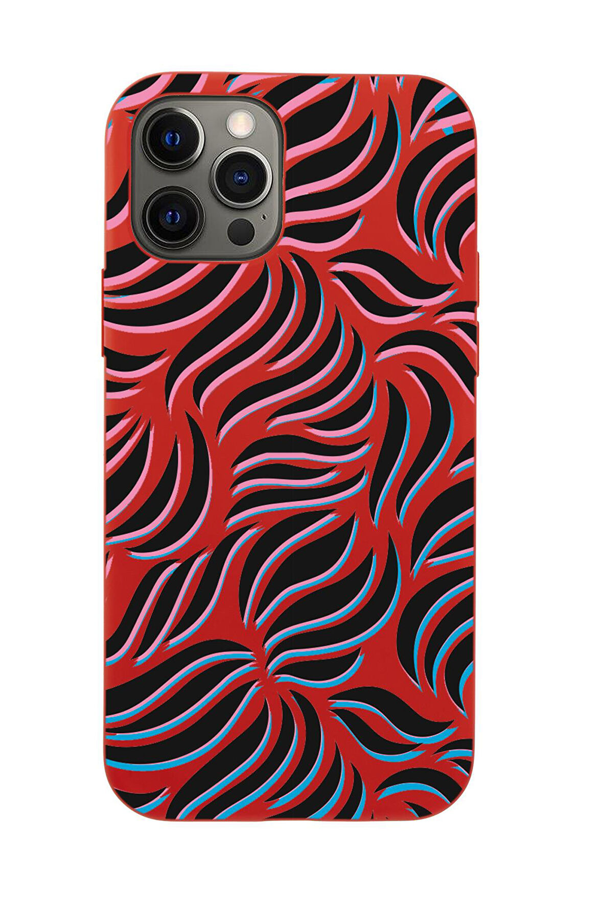 iPhone 12 Pro Max Uyumlu Color Wave Desenli Premium Silikonlu Telefon Kılıfı