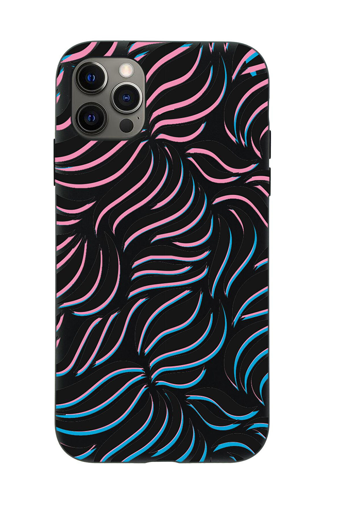 iPhone 12 Pro Max Uyumlu Color Wave Desenli Premium Silikonlu Telefon Kılıfı