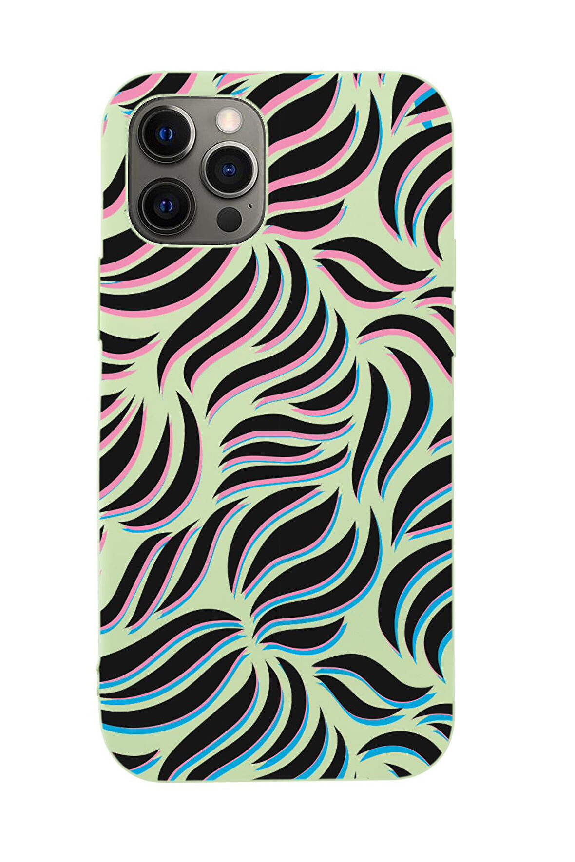 iPhone 12 Pro Max Uyumlu Color Wave Desenli Premium Silikonlu Telefon Kılıfı