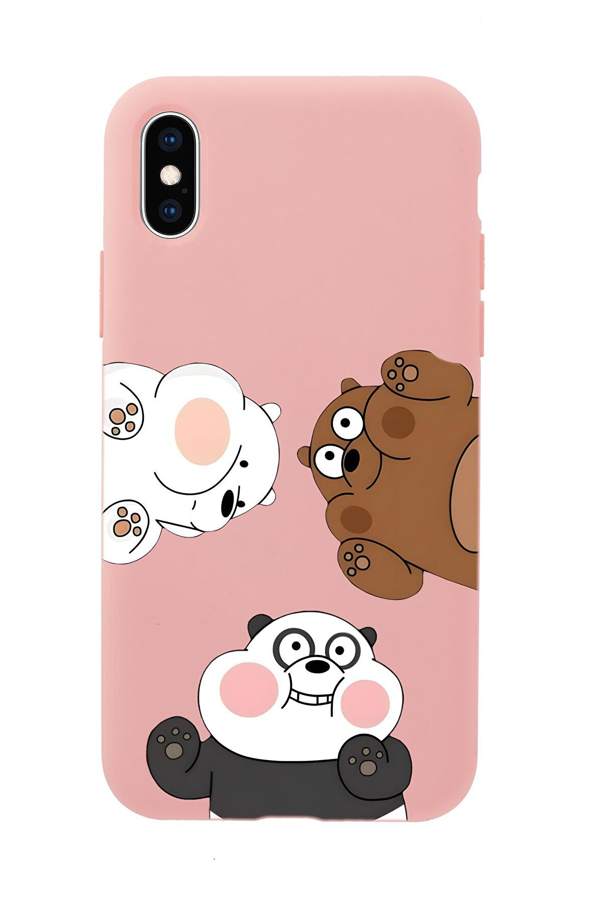 iPhone XS Uyumlu Cute Animals Desenli Premium Silikonlu Telefon Kılıfı
