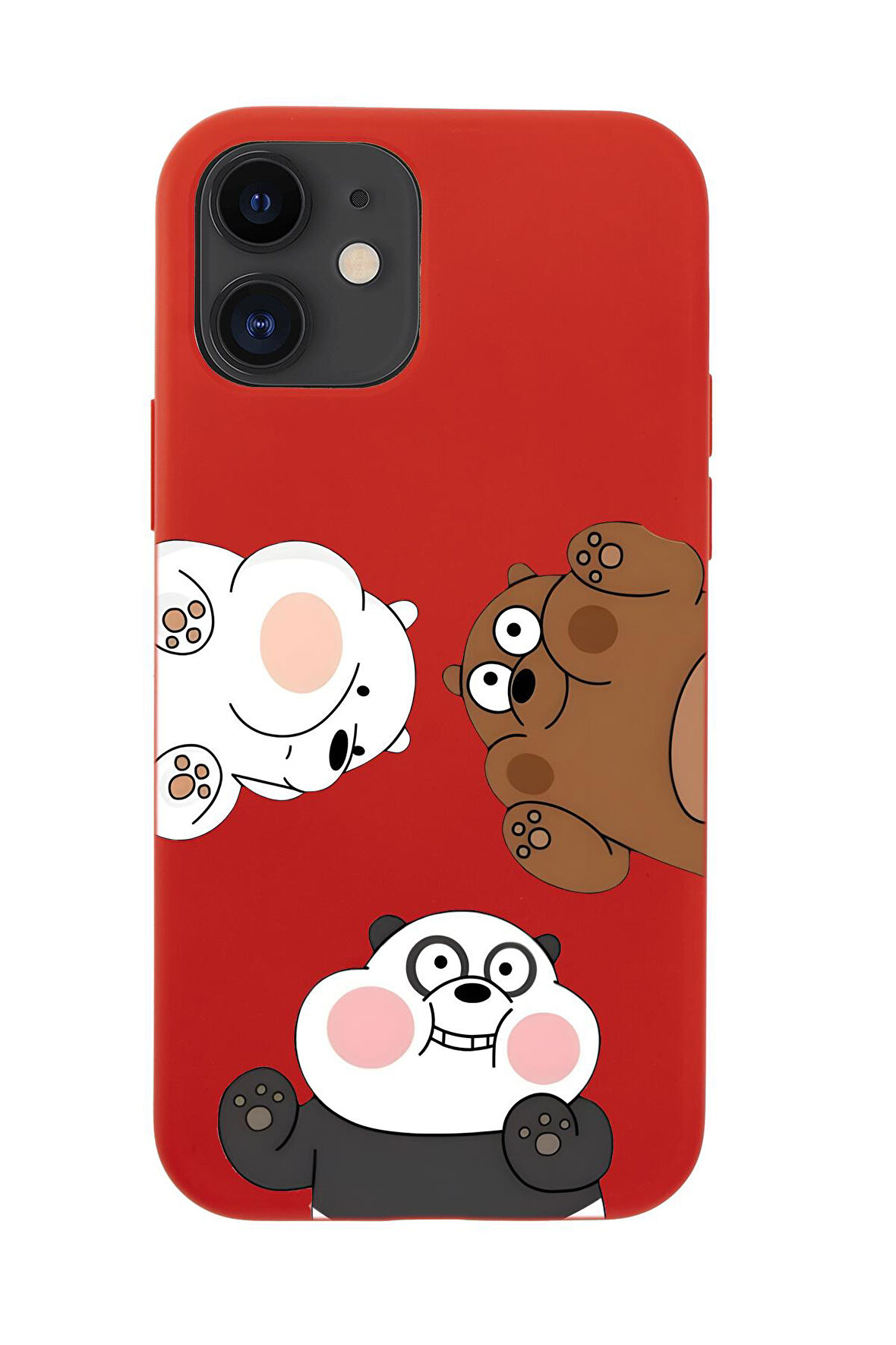 iPhone 12 Mini Uyumlu Cute Animals Desenli Premium Silikonlu Telefon Kılıfı