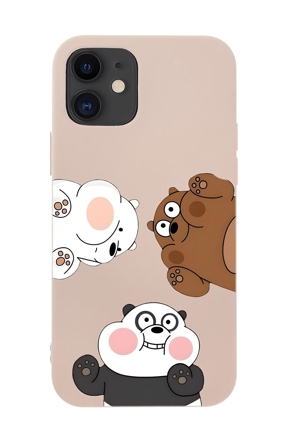 iPhone 12 Mini Uyumlu Cute Animals Desenli Premium Silikonlu Telefon Kılıfı