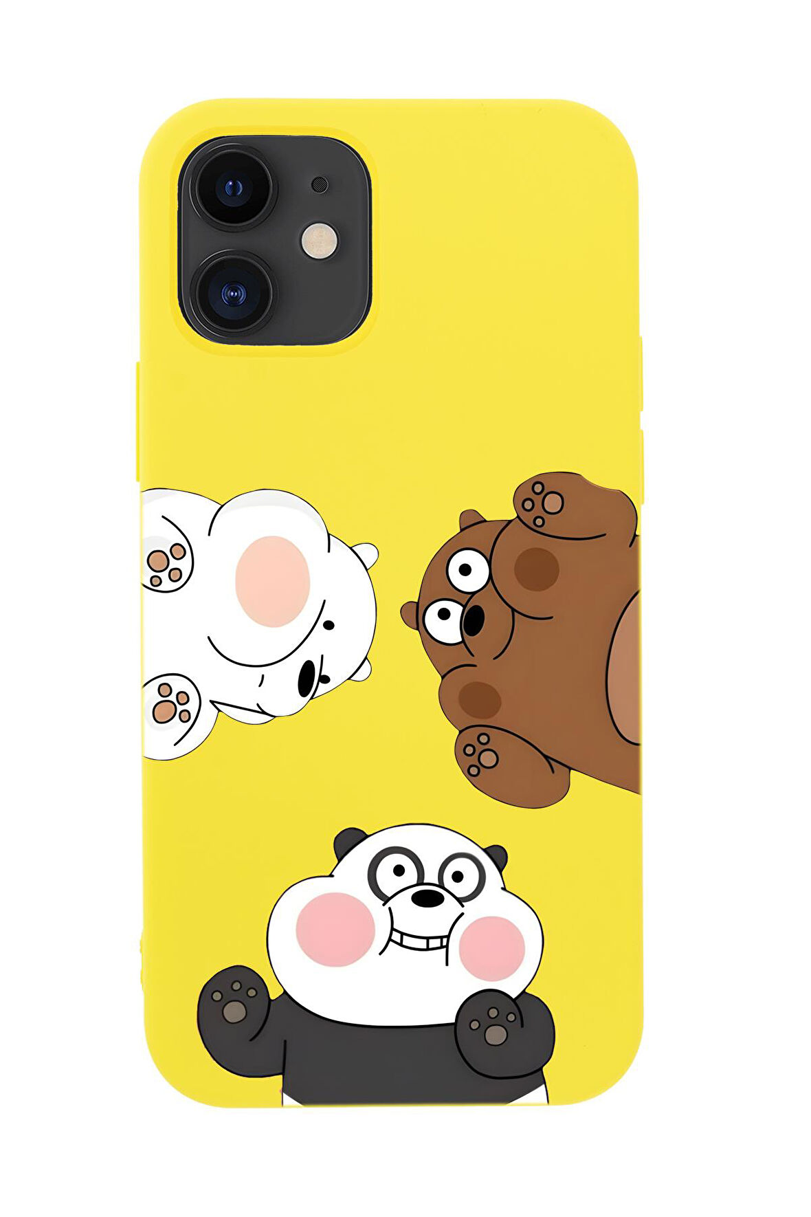 iPhone 12 Mini Uyumlu Cute Animals Desenli Premium Silikonlu Telefon Kılıfı