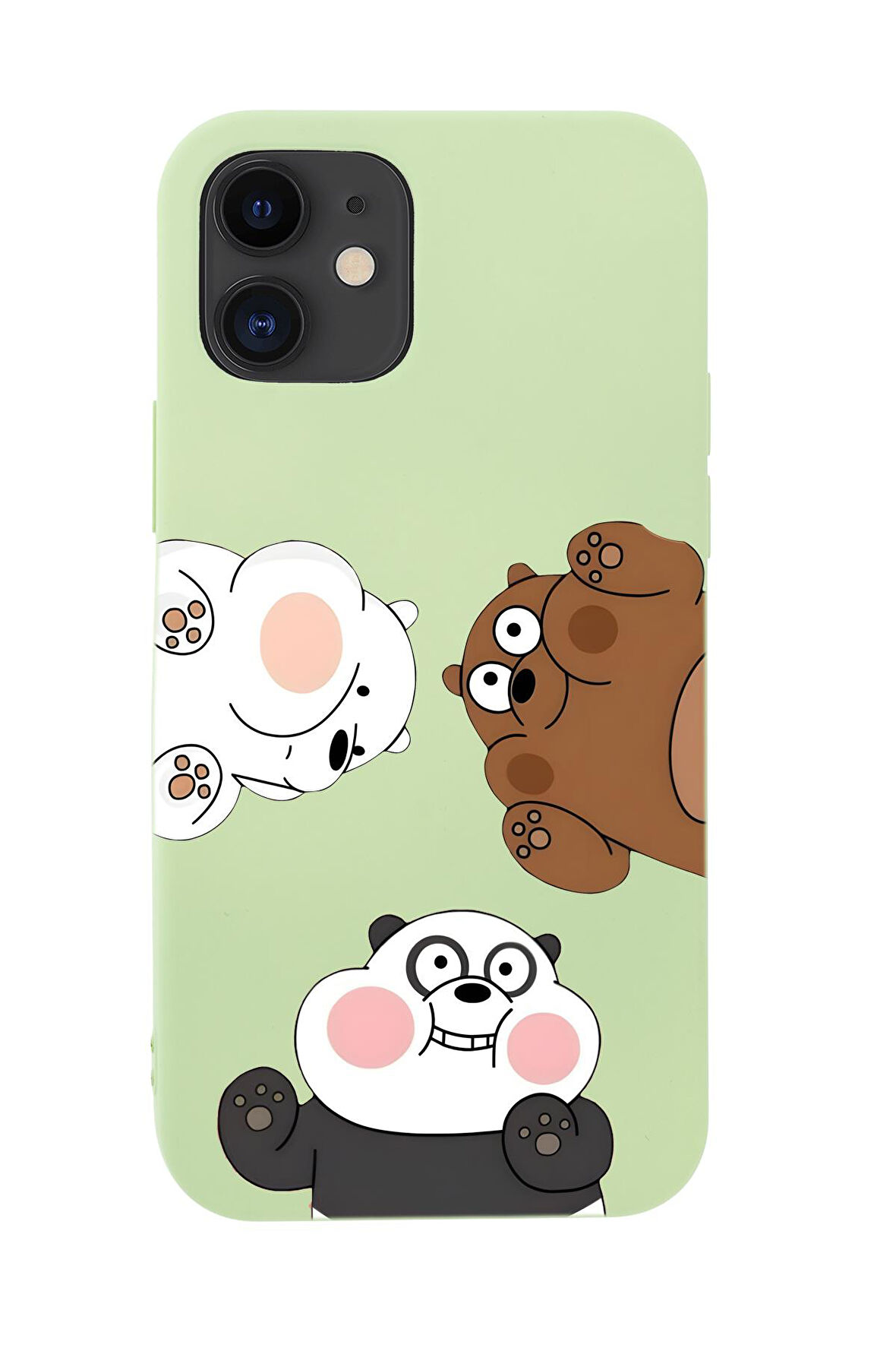 iPhone 12 Mini Uyumlu Cute Animals Desenli Premium Silikonlu Telefon Kılıfı