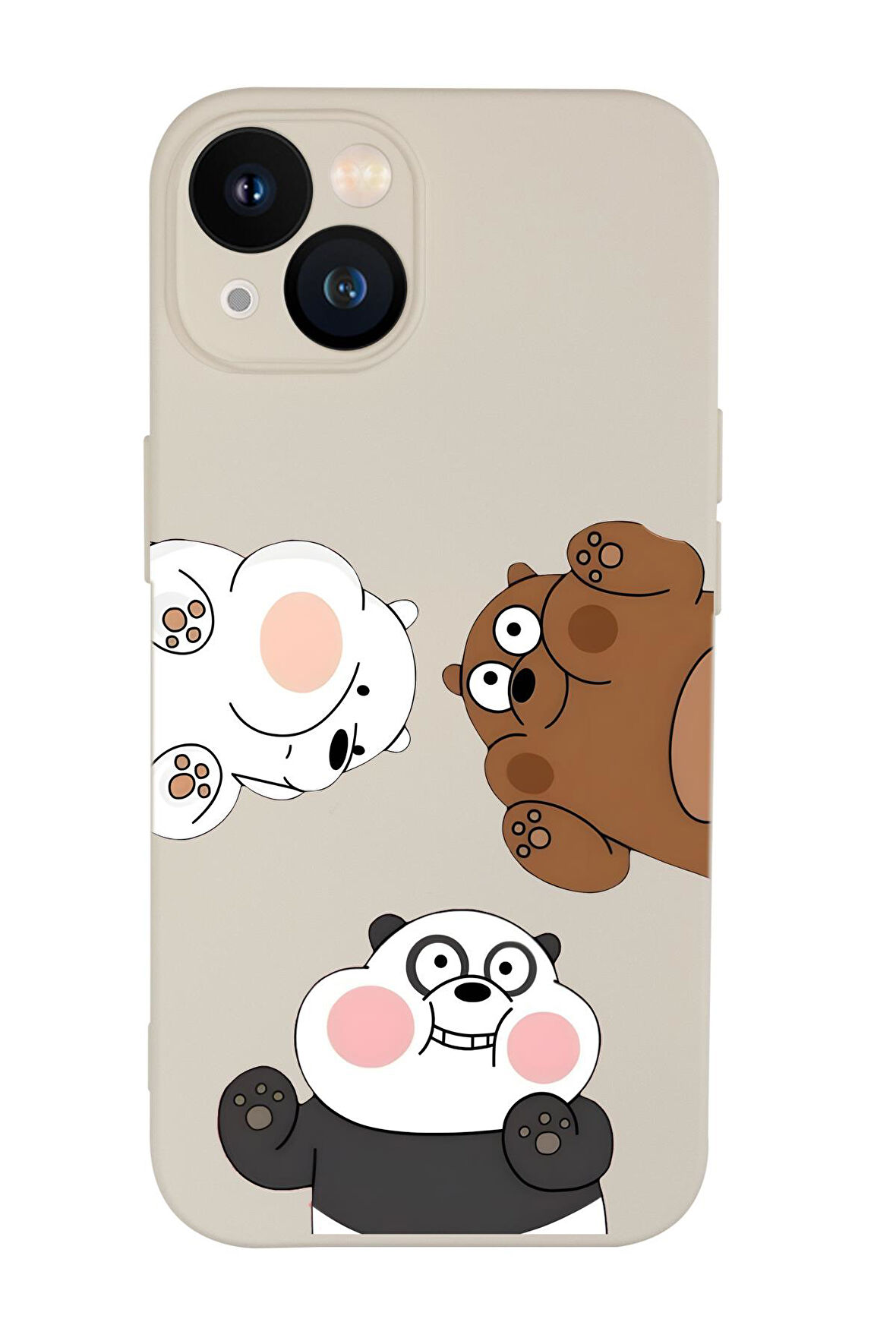 iPhone 13 Uyumlu Cute Animals Desenli Kamera Korumalı Premium Silikonlu Telefon Kılıfı