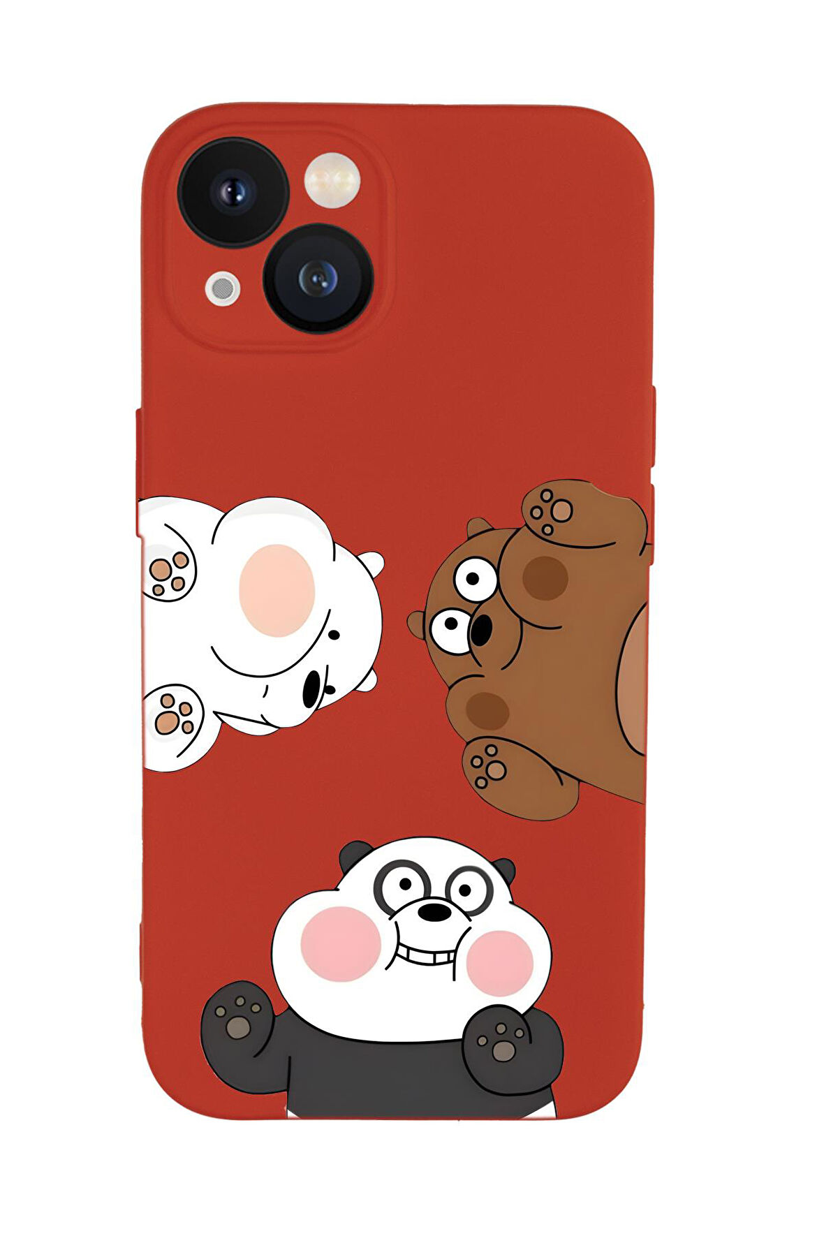 iPhone 13 Uyumlu Cute Animals Desenli Kamera Korumalı Premium Silikonlu Telefon Kılıfı