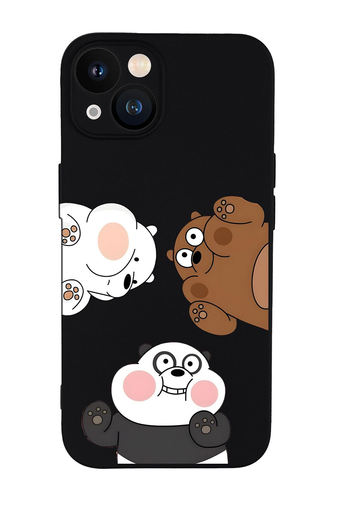 iPhone 13 Uyumlu Cute Animals Desenli Kamera Korumalı Premium Silikonlu Telefon Kılıfı