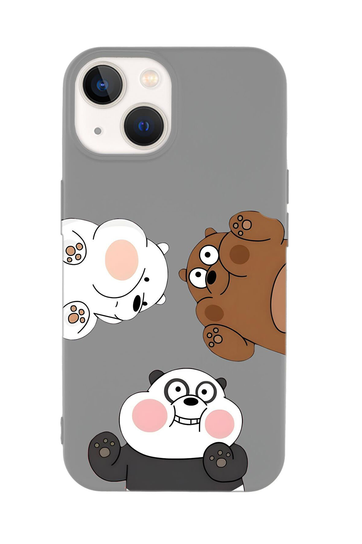 iPhone 14 Plus Uyumlu Cute Animals Desenli Premium Silikonlu Telefon Kılıfı