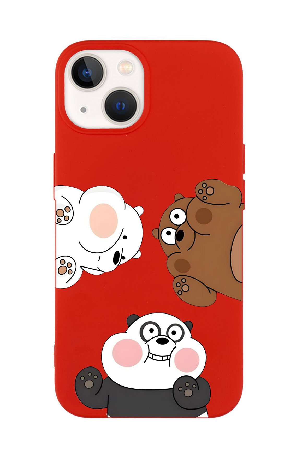 iPhone 15 Plus Uyumlu Cute Animals Desenli Premium Silikonlu Telefon Kılıfı