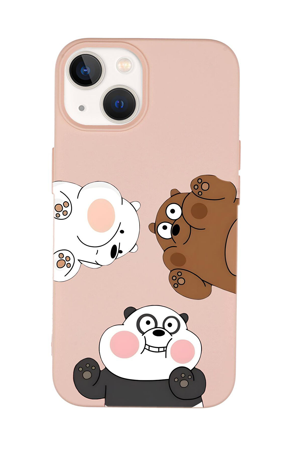 iPhone 15 Plus Uyumlu Cute Animals Desenli Premium Silikonlu Telefon Kılıfı