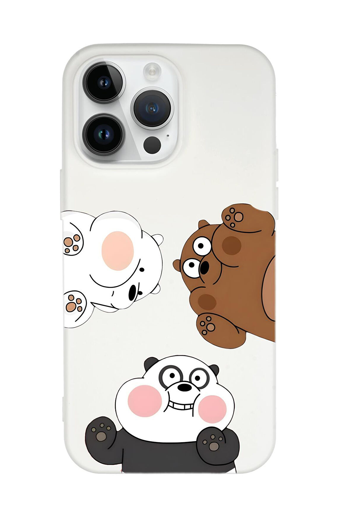 iPhone 15 Pro Uyumlu Cute Animals Desenli Premium Silikonlu Telefon Kılıfı