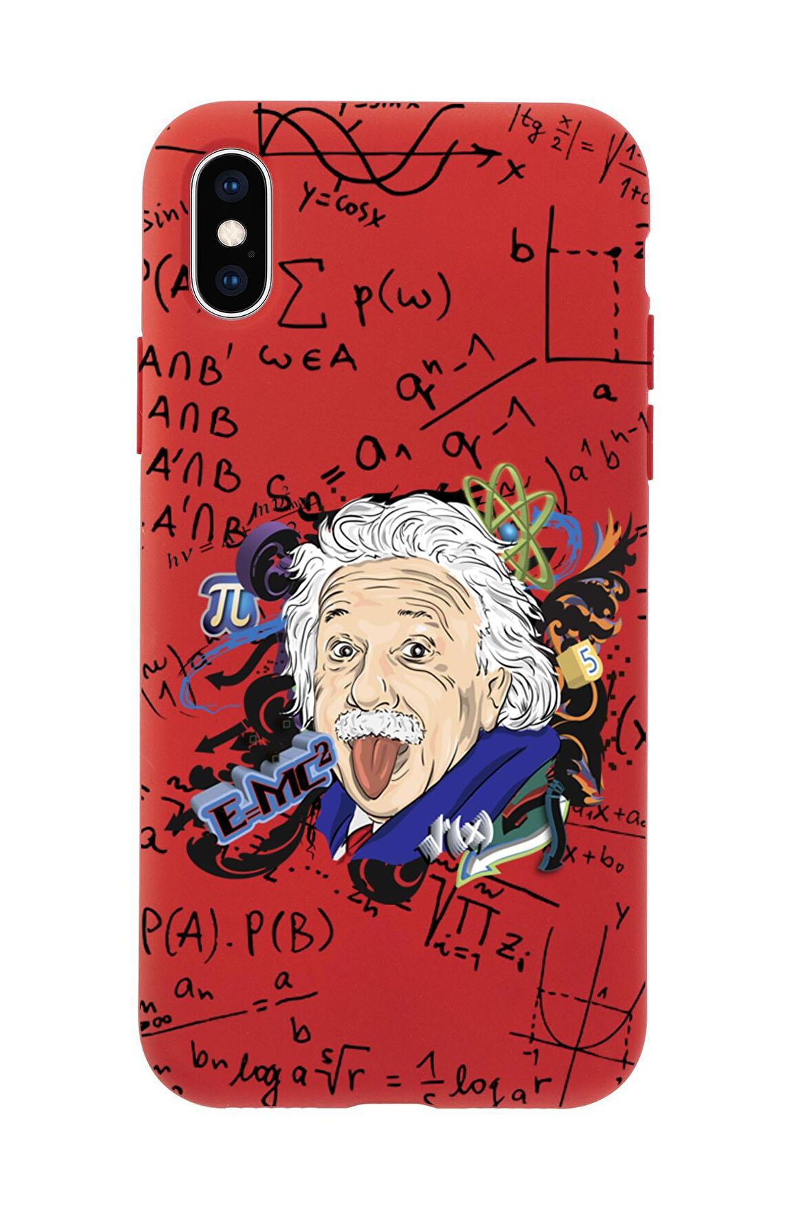 iPhone X Einstein In Formula Desenli Premium Silikonlu Telefon Kılıfı