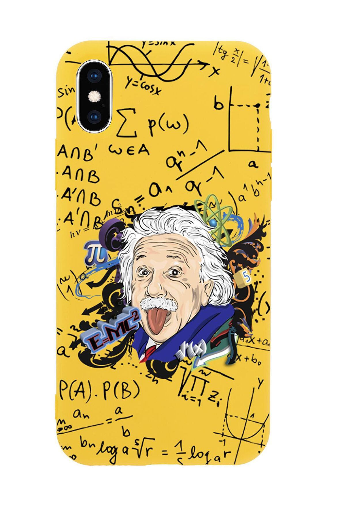 iPhone X Einstein In Formula Desenli Premium Silikonlu Telefon Kılıfı