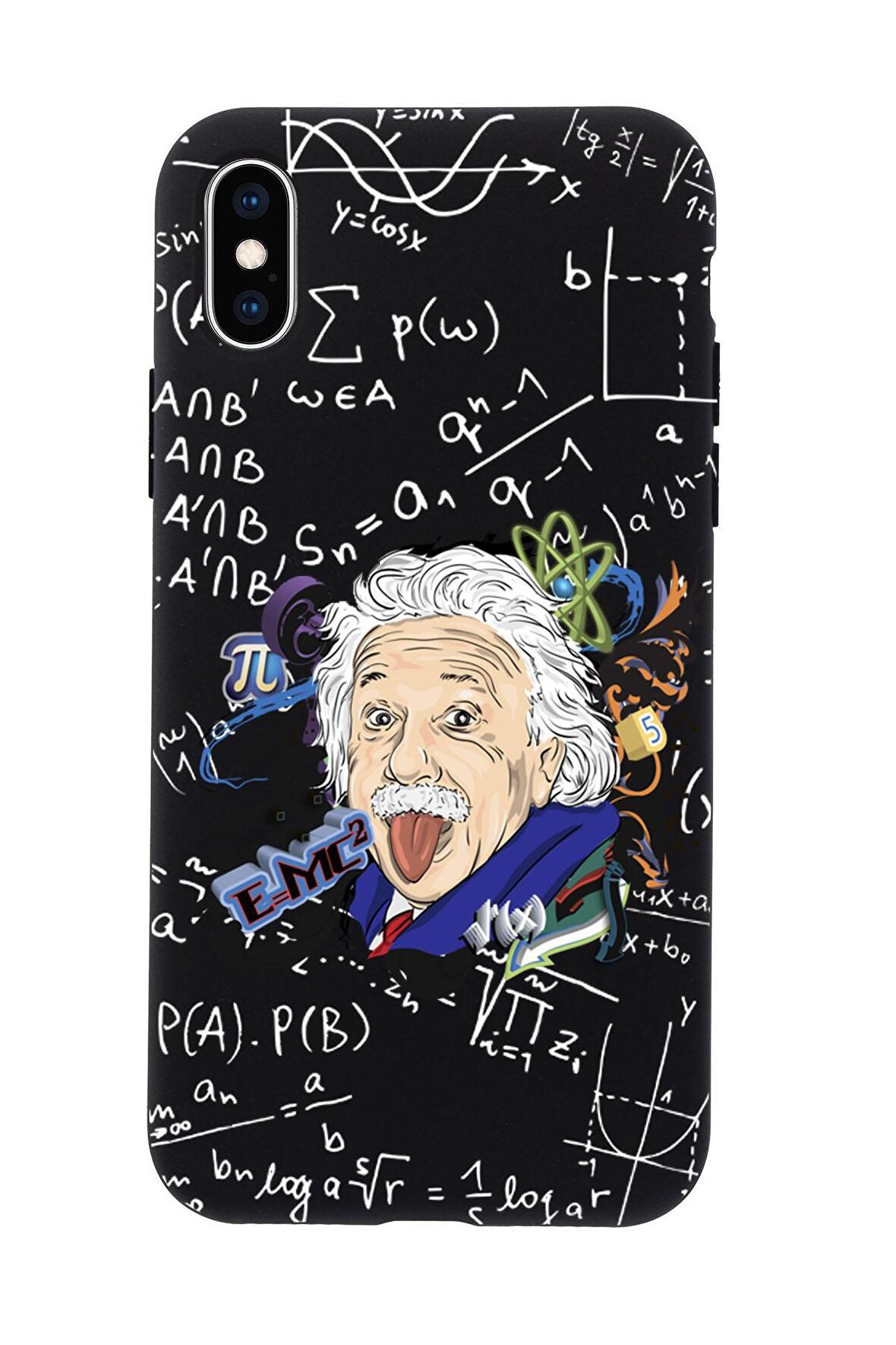 iPhone X Einstein In Formula Desenli Premium Silikonlu Telefon Kılıfı