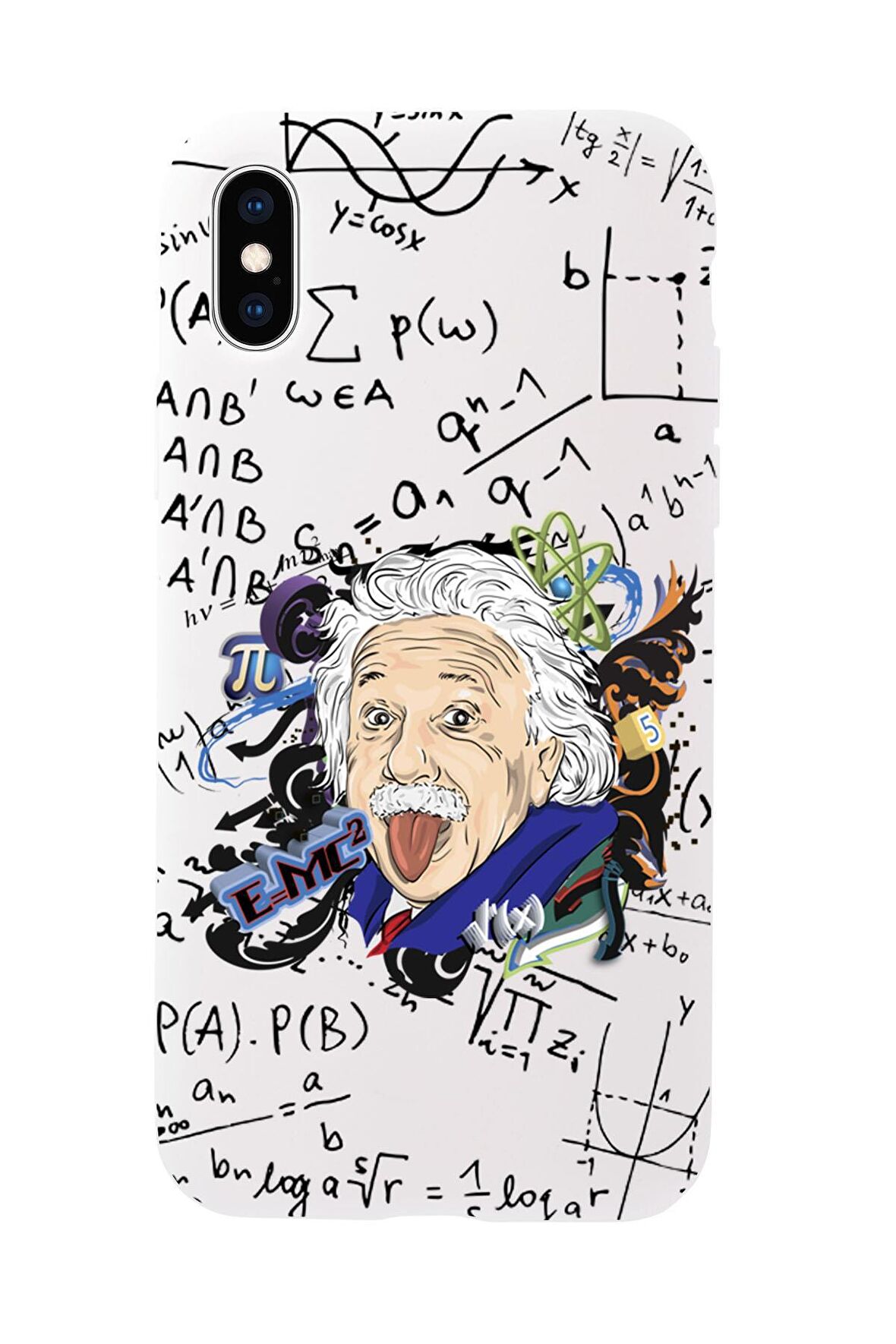 iPhone Xs Max Einstein In Formula Desenli Premium Silikonlu Telefon Kılıfı