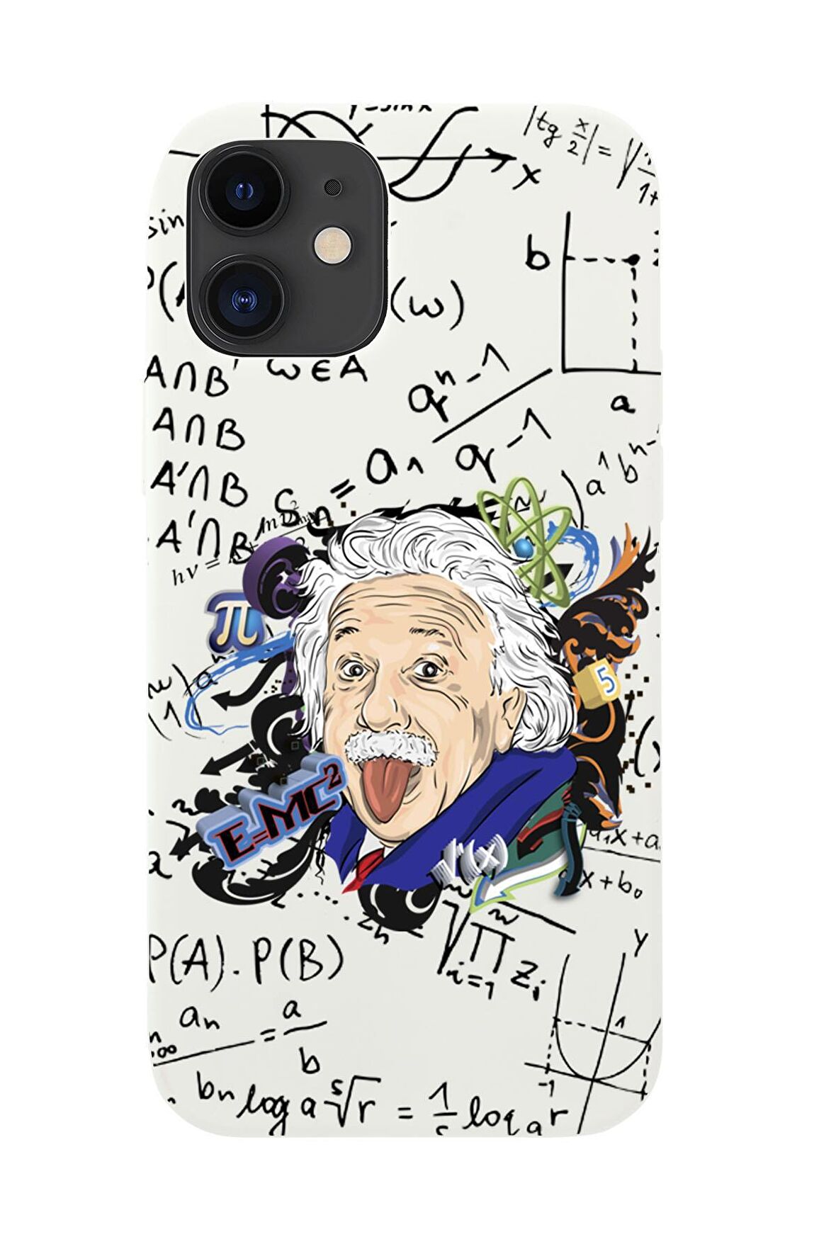 iPhone 12 Mini Einstein In Formula Desenli Premium Silikonlu Telefon Kılıfı