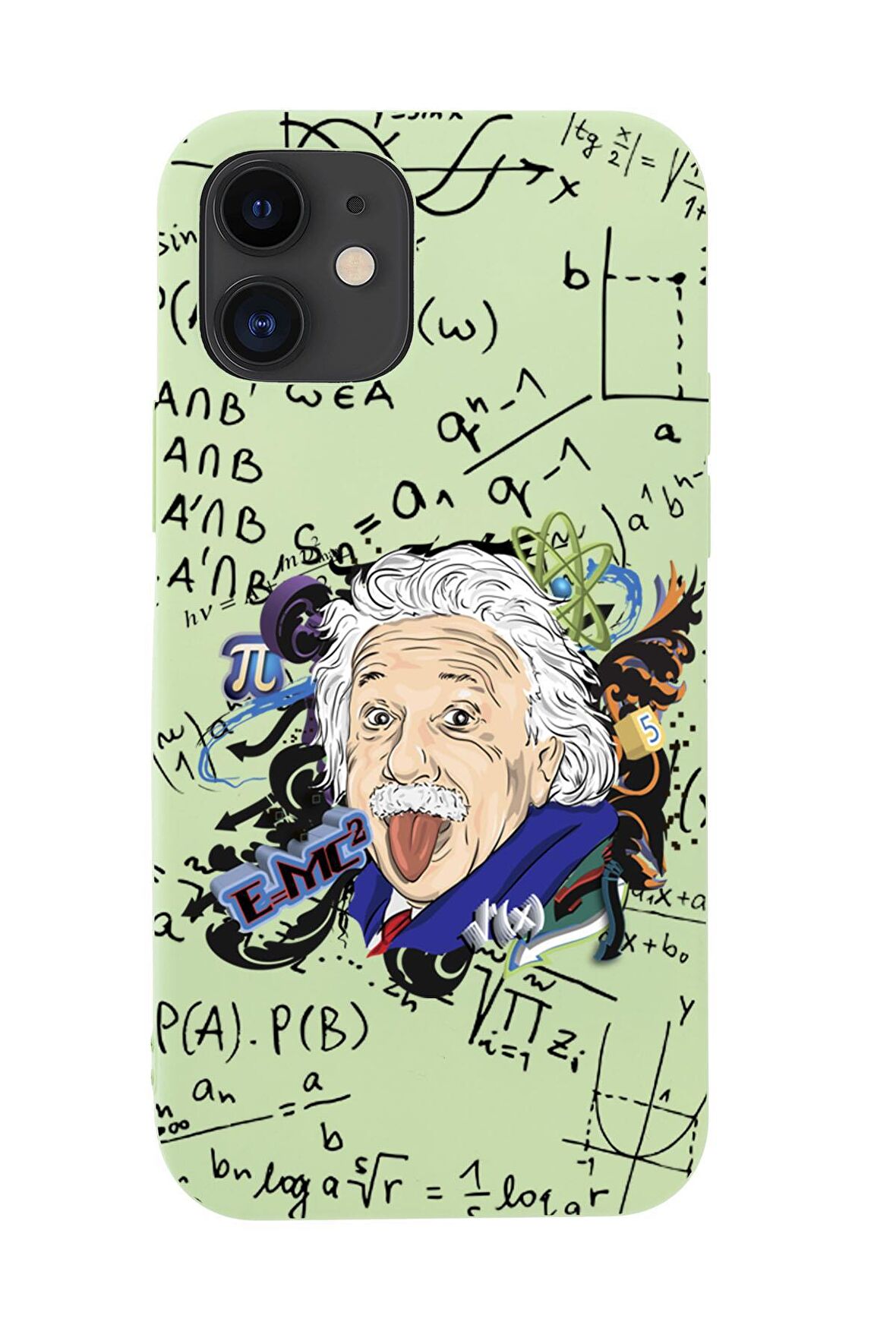 iPhone 12 Mini Einstein In Formula Desenli Premium Silikonlu Telefon Kılıfı