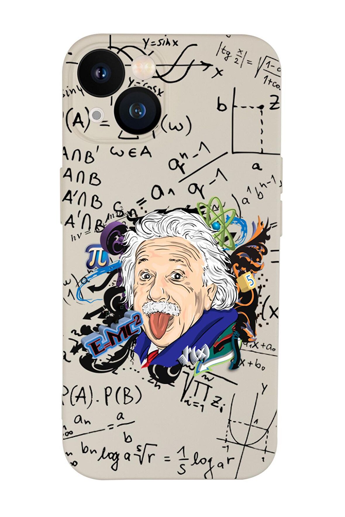 iPhone 13 Einstein In Formula Desenli Kamera Korumalı Premium Silikonlu Telefon Kılıfı