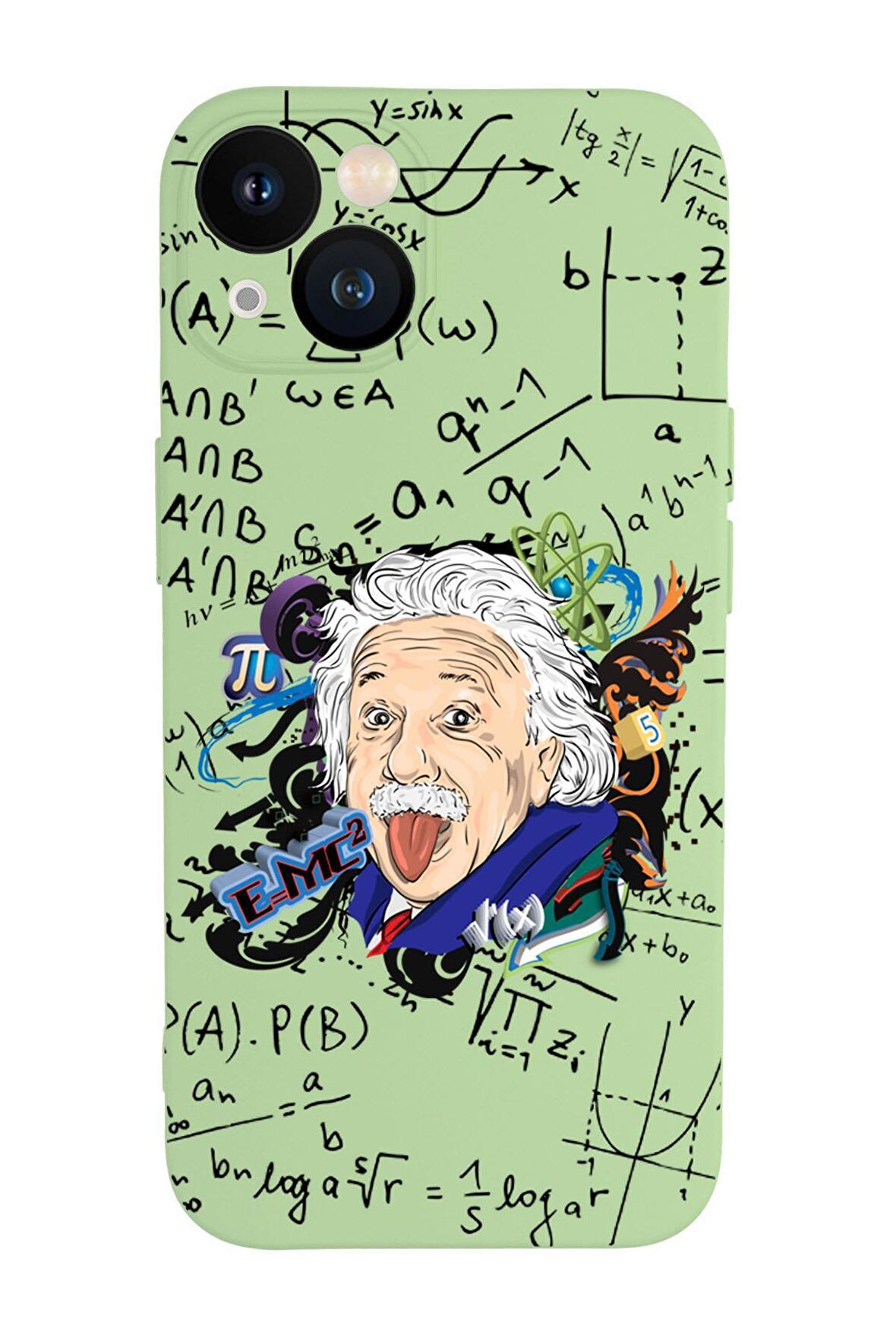 iPhone 13 Einstein In Formula Desenli Kamera Korumalı Premium Silikonlu Telefon Kılıfı