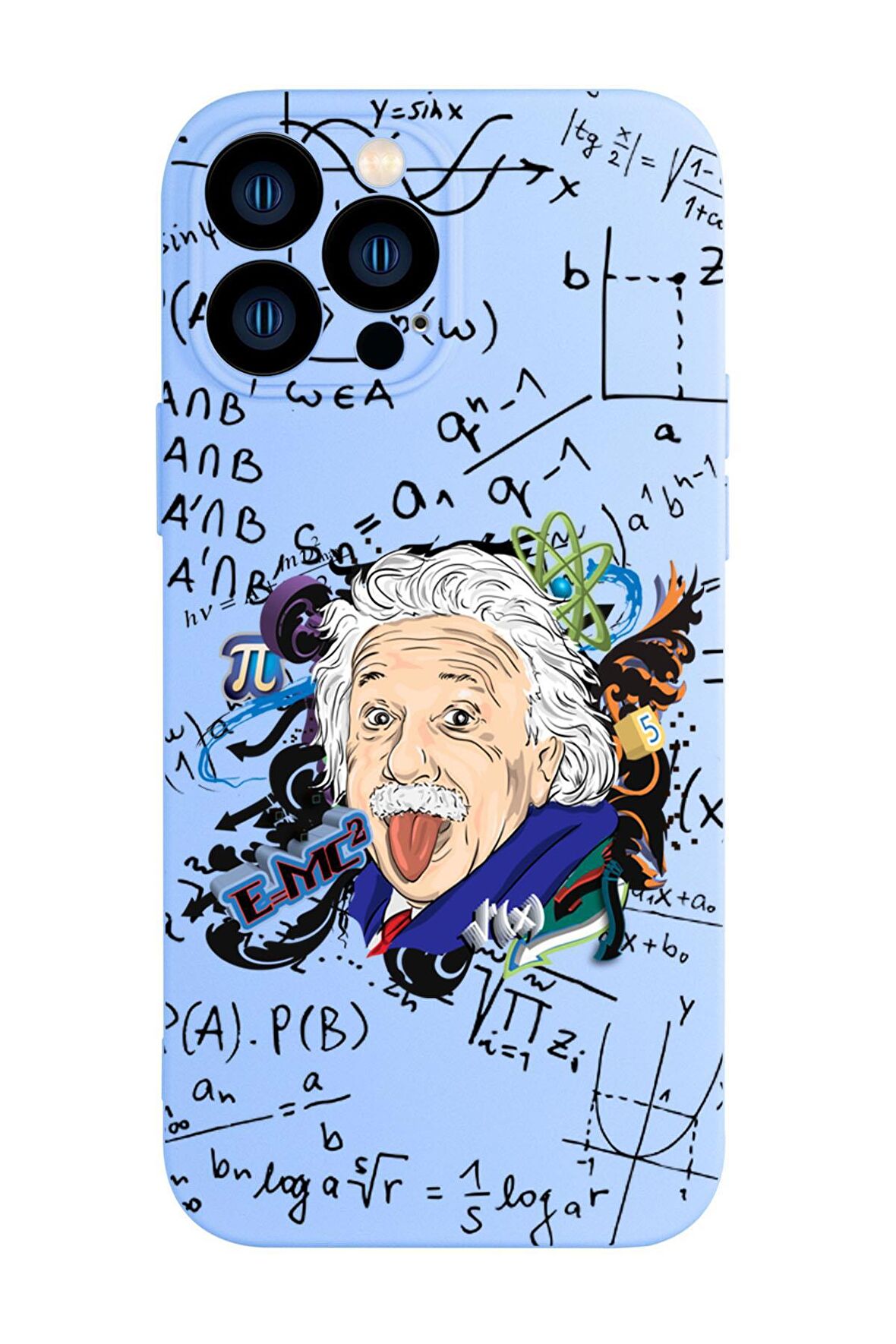 iPhone 13 Pro Einstein In Formula Desenli Kamera Korumalı Premium Silikonlu Telefon Kılıfı