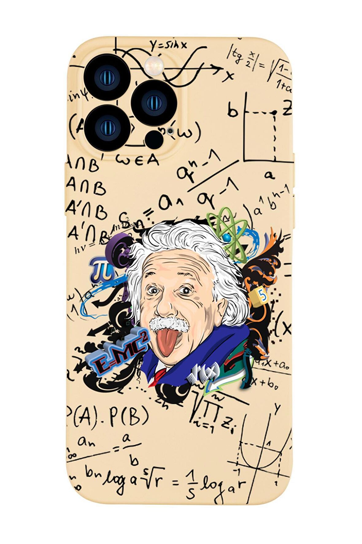 iPhone 13 Pro Einstein In Formula Desenli Kamera Korumalı Premium Silikonlu Telefon Kılıfı
