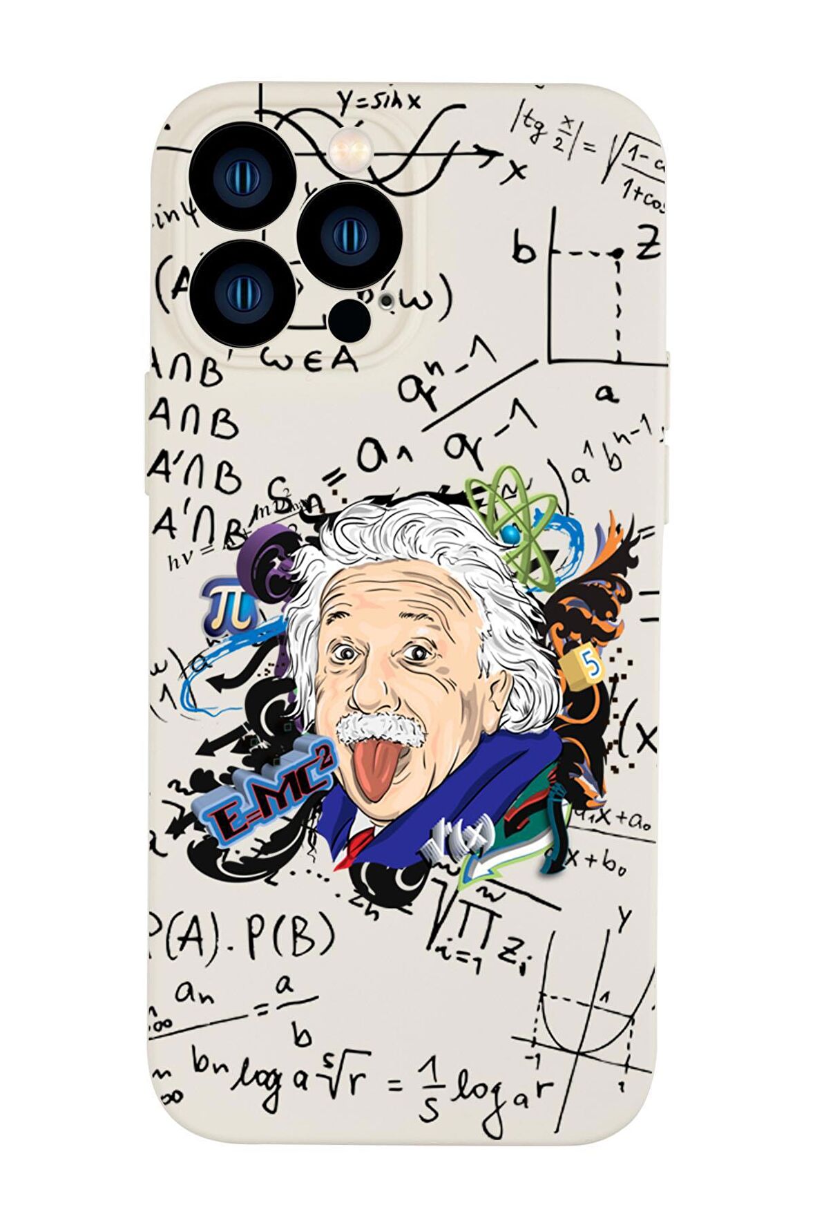 iPhone 13 Pro Max Einstein In Formula Desenli Kamera Korumalı Premium Silikonlu Telefon Kılıfı