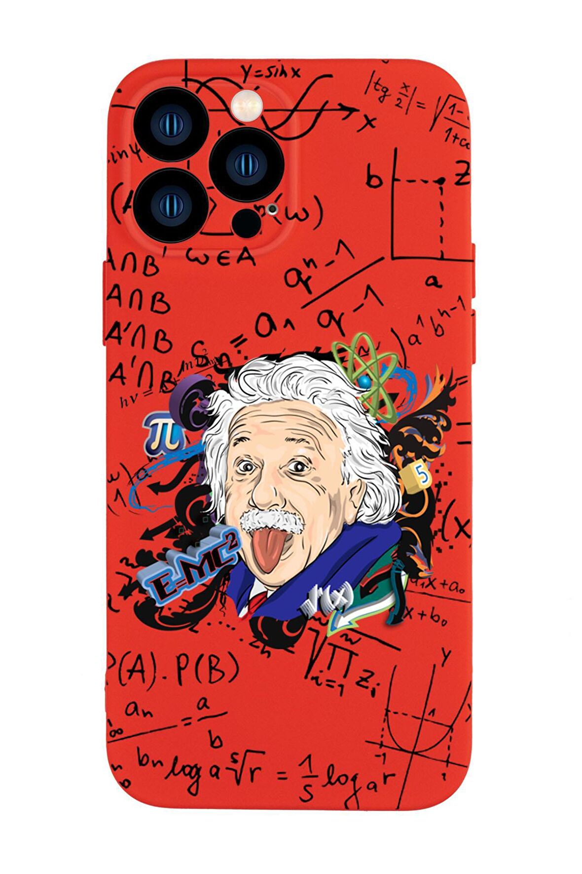 iPhone 13 Pro Max Einstein In Formula Desenli Kamera Korumalı Premium Silikonlu Telefon Kılıfı
