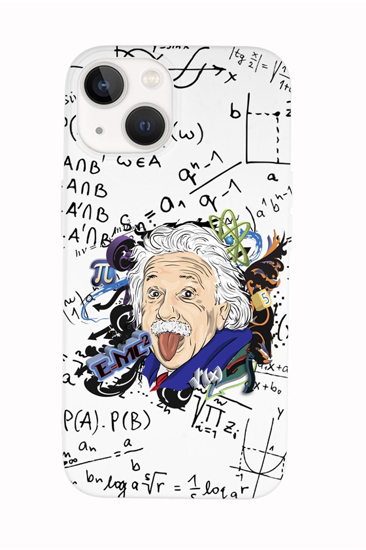 iPhone 14 Einstein In Formula Desenli Premium Silikonlu Telefon Kılıfı