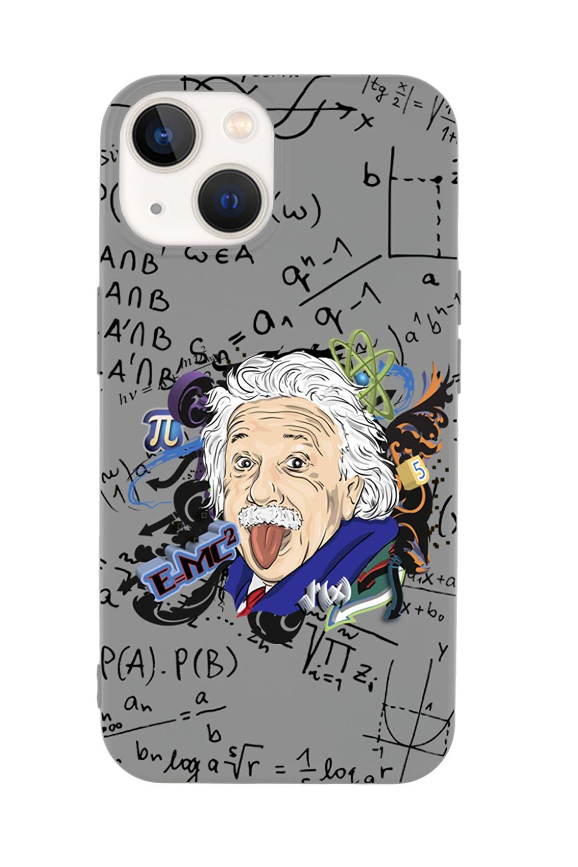 iPhone 14 Plus Einstein In Formula Desenli Premium Silikonlu Telefon Kılıfı