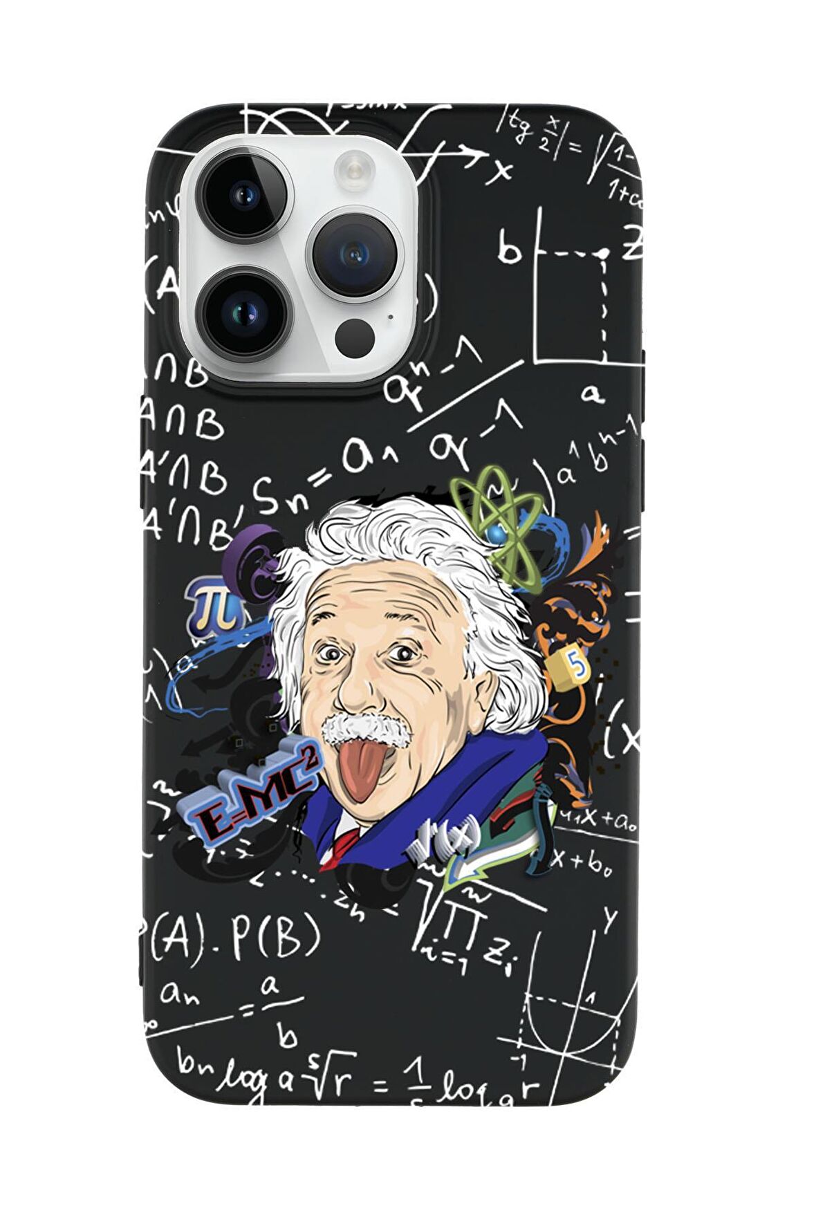 iPhone 14 Pro Einstein In Formula Desenli Premium Silikonlu Telefon Kılıfı