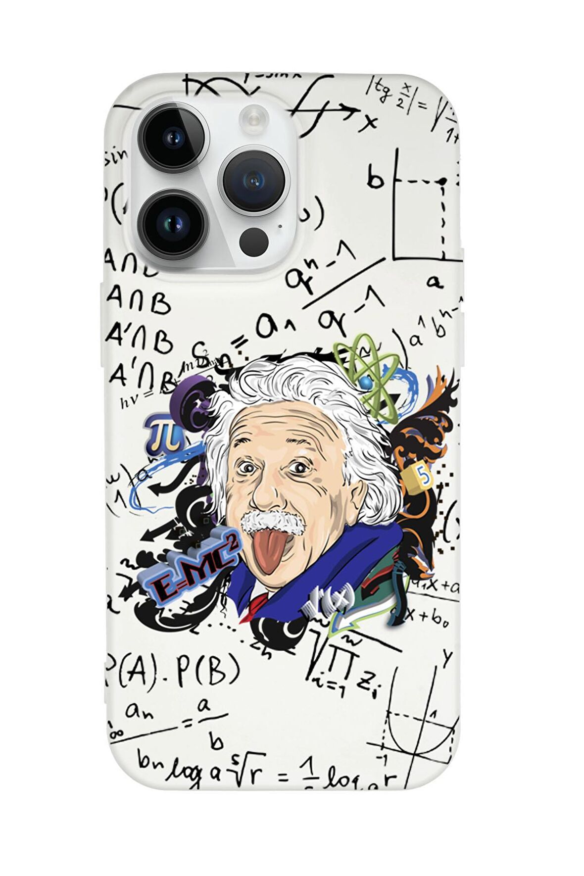 iPhone 14 Pro Max Einstein In Formula Desenli Premium Silikonlu Telefon Kılıfı