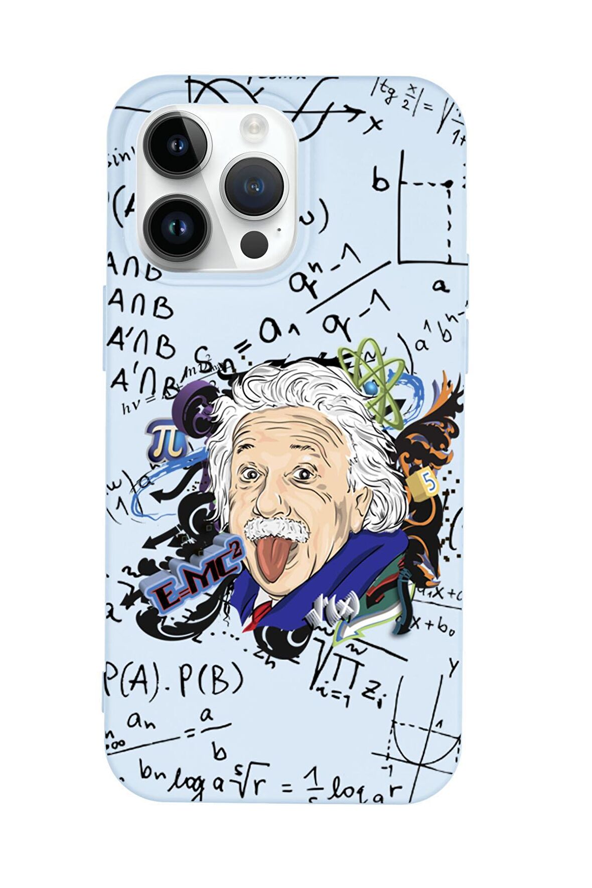 iPhone 14 Pro Max Einstein In Formula Desenli Premium Silikonlu Telefon Kılıfı