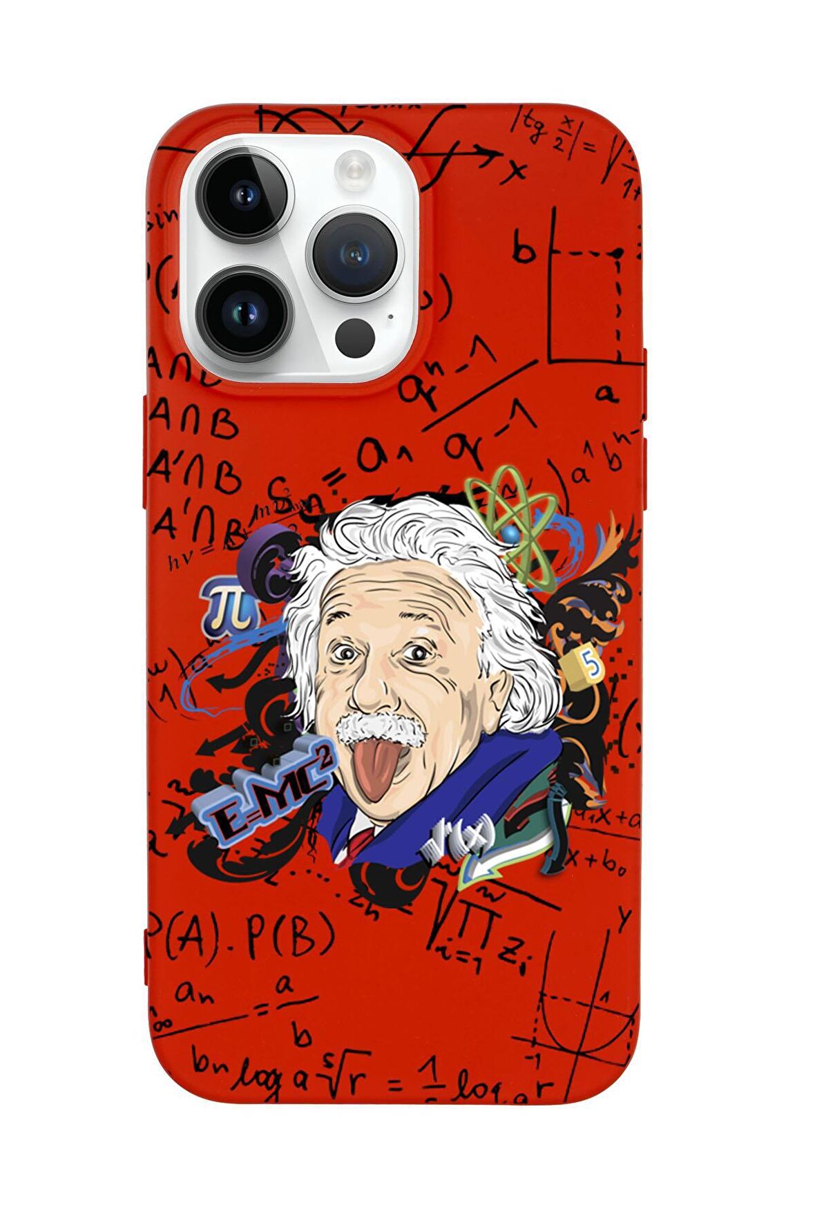 iPhone 14 Pro Max Einstein In Formula Desenli Premium Silikonlu Telefon Kılıfı