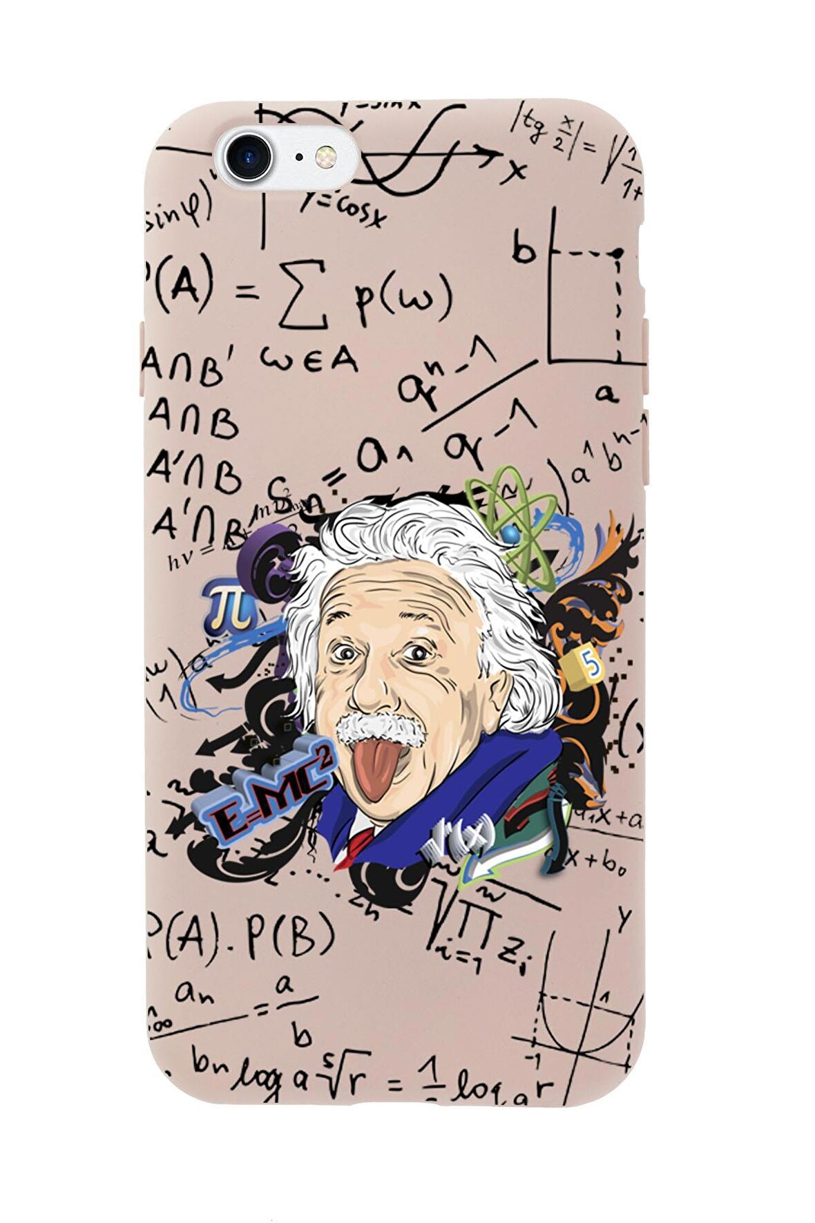 iPhone SE 2020 Einstein In Formula Desenli Premium Silikonlu Telefon Kılıfı