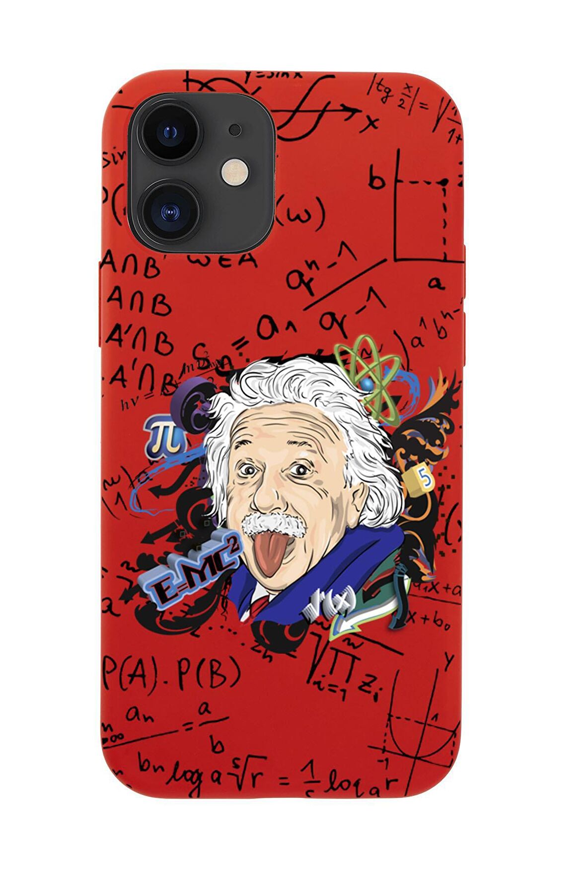 iPhone 12 Einstein In Formula Desenli Premium Silikonlu Telefon Kılıfı