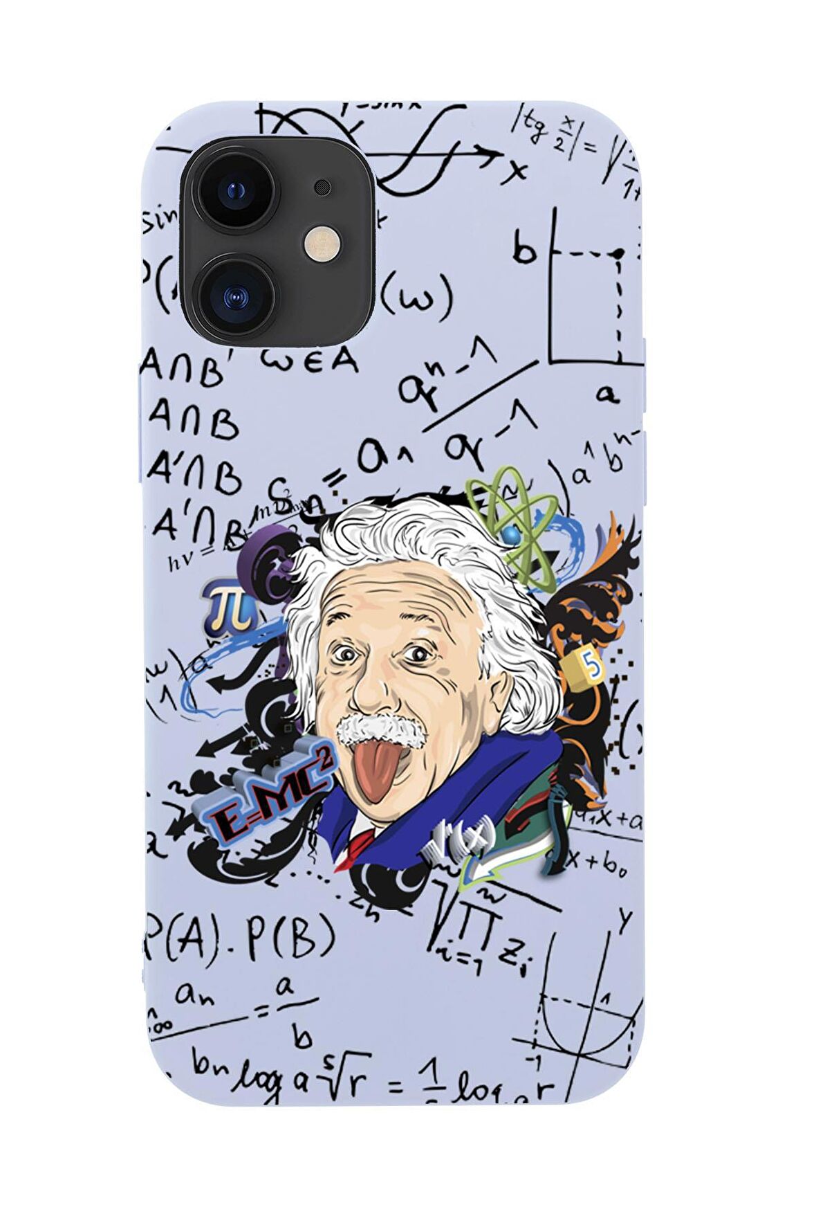 iPhone 12 Einstein In Formula Desenli Premium Silikonlu Telefon Kılıfı