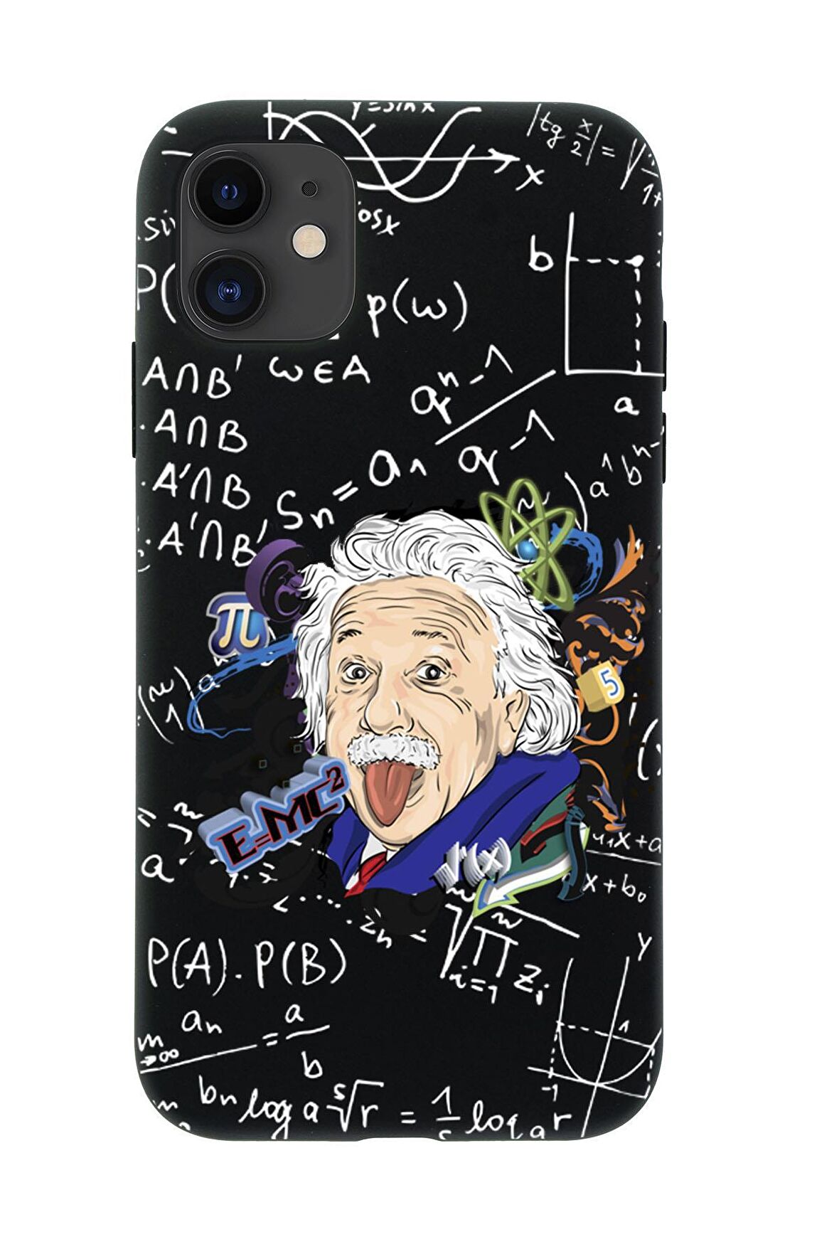 iPhone 12 Einstein In Formula Desenli Premium Silikonlu Telefon Kılıfı