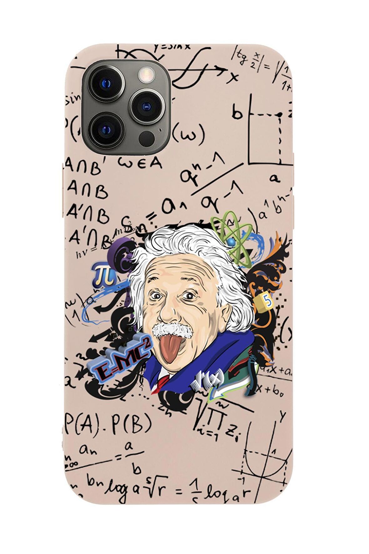 iPhone 12 Pro Einstein In Formula Desenli Premium Silikonlu Telefon Kılıfı