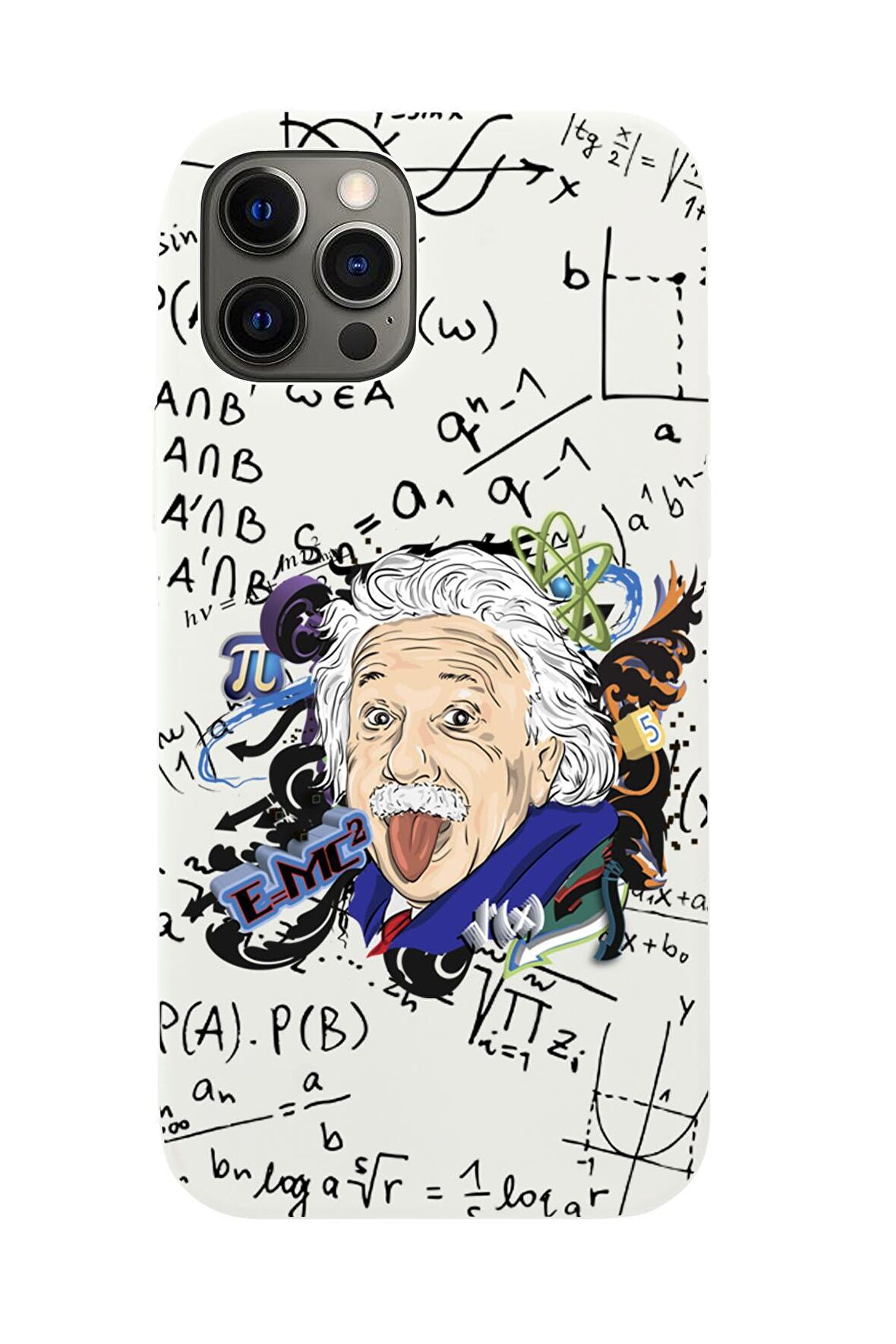iPhone 12 Pro Max Einstein In Formula Desenli Premium Silikonlu Telefon Kılıfı